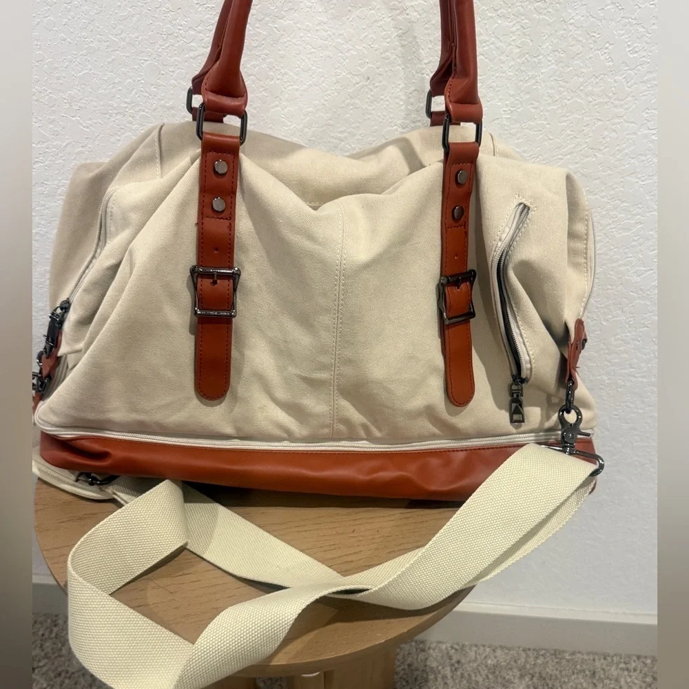 Stylish Cream and Brown Men's Bag
